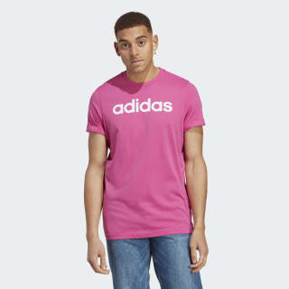 adidas Remera Essentials Logo Lineal Bordado Tejido Jersey - Rosa ...