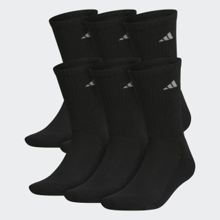 adidas Athletic Cushioned Crew Socks 6 Pairs - Black | Q10386 | $20 - adidas  US