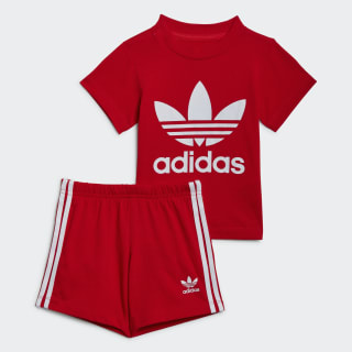 adidas Trefoil Shorts Tee Set - Red | kids lifestyle | adidas US