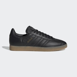 Black leather gazelles gum sole Clearance