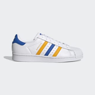 white adidas superstar with gold