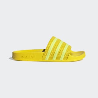 yellow adidas flip flops