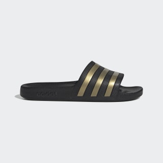 black gold adidas slides