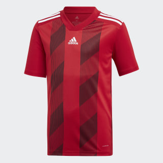 red and white striped soccer jersey