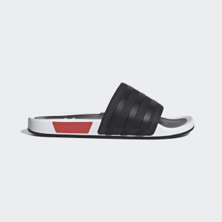 red and black adidas slides