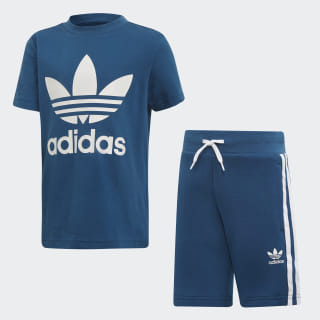 Conjunto Shorts Camiseta Trefoil Legend Marine / White DV2851 Conjunto Shorts Camiseta Trefoil Legend Marine / White DV2851
