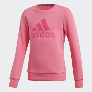 Blusa Moletom Must Haves Badge of Sport Crew Semi Solar Pink / Real Magenta DV0322 Blusa Moletom Must Haves Badge of Sport Crew Semi Solar Pink / Real Magenta DV0322