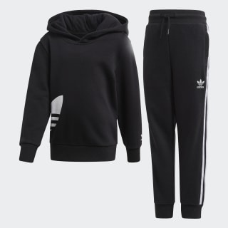 Conjunto com Capuz Big Trefoil Black / White FM5630 Conjunto com Capuz Big Trefoil Black / White FM5630