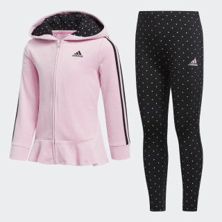 Velour Hooded Jacket and Tights Set Light Pink CM5341 Velour Hooded Jacket and Tights Set Light Pink CM5341