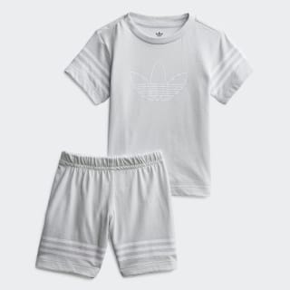 Outline T-shirt en Short Setje Clear Grey / White FM4446 Outline T-shirt en Short Setje Clear Grey / White FM4446