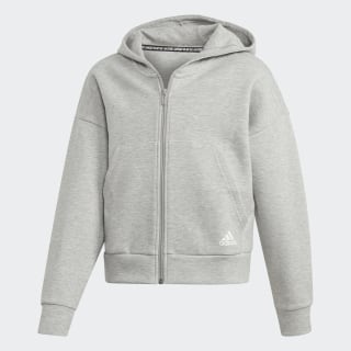 Felpa con cappuccio Must Haves 3-Stripes Medium Grey Heather / White ED4627 Felpa con cappuccio Must Haves 3-Stripes Medium Grey Heather / White ED4627