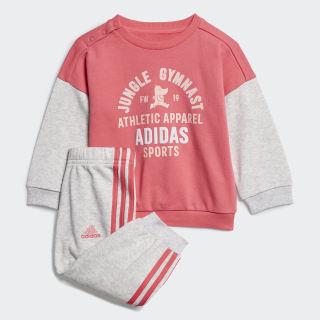 Graphic Terry Jogger Set Real Pink / Light Grey Heather ED1171 Graphic Terry Jogger Set Real Pink / Light Grey Heather ED1171
