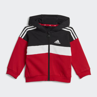 Tiberio 3-Stripes Colorblock Fleece Treningsdress, barn Svart