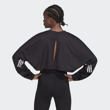 Women's Training Black Hyperglam Cut 3-Stripes Lightweight Oversized Sweatshirt