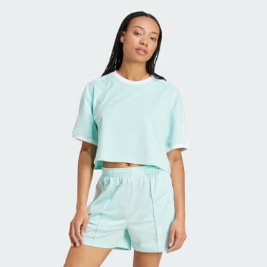 Camiseta Folgada Cropped Adicolor Três Listras