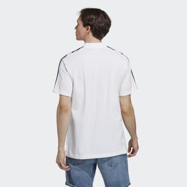 Men Sportswear White Essentials Piqué Embroidered Small Logo 3-Stripes Polo Shirt