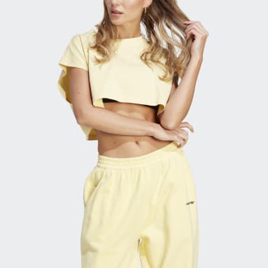 Shop adidas Plain Cotton Logo Cropped Tops Tanks & Camisoles by MEME95