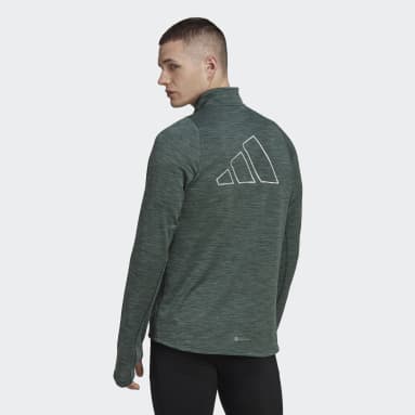Men Running Green Run Icons 3-Bar Warm 1/2 Zip Sweatshirt