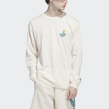 남성 Lifestyle White 해피 어스 긴팔 티