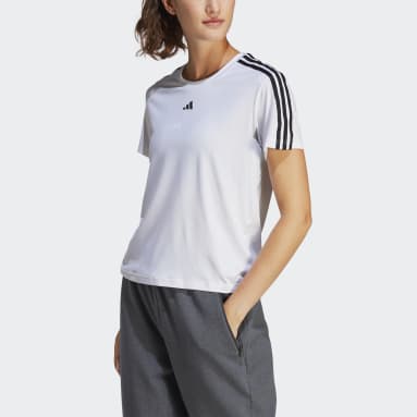 ผู้หญิง Gym & Training สีขาว เสื้อยืด AEROREADY Train Essentials 3-Stripes