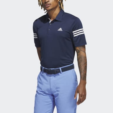 Playera Polo 3 Franjas Azul Hombre Golf
