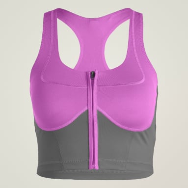 adidas by Stella McCartney Two-Tone Zip Crop Top
