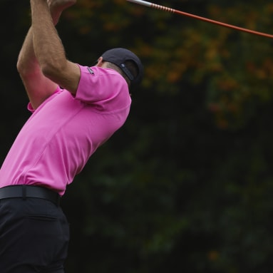Men Golf Pink Equipment Zip Piqué Polo Shirt