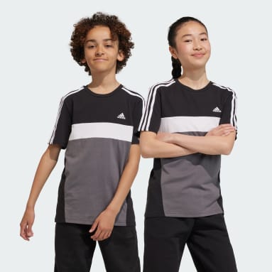 T-shirt coton Tiberio 3 bandes Colorblock Enfants Noir Enfants Sportswear