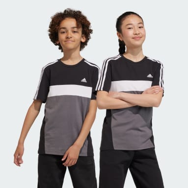Tiberio 3-Stripes Colorblock Cotton T-skjorte, barn Svart