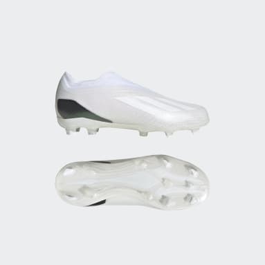 Bota de fútbol X Speedportal+ césped natural seco Blanco Niño Fútbol