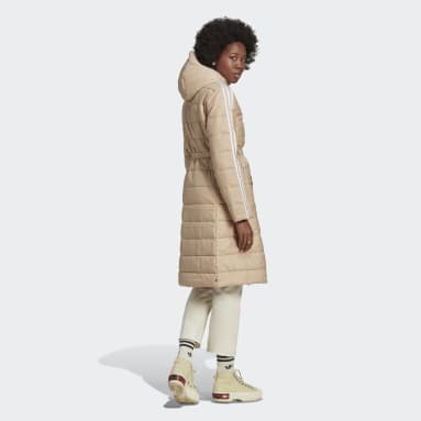 Women Originals Beige Hooded Premium Long Slim Jacket