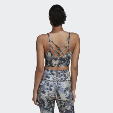 Women Yoga Blue Yoga Light-Support Long Line Graphic Bra