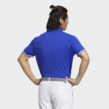 Men Golf Blue Statement Punching Polo Shirt