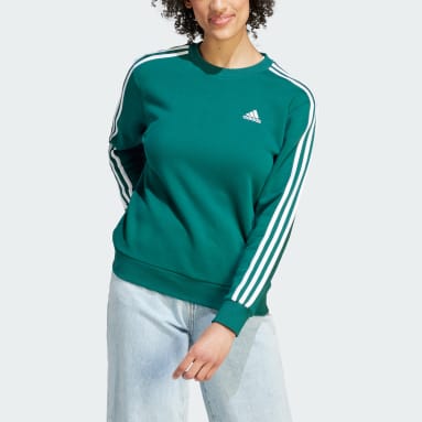 Women Sportswear Green Essentials 3-Stripes Fleece Sweatshirt