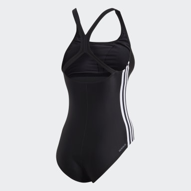 Women Swimming Black 3-Stripes Swimsuit