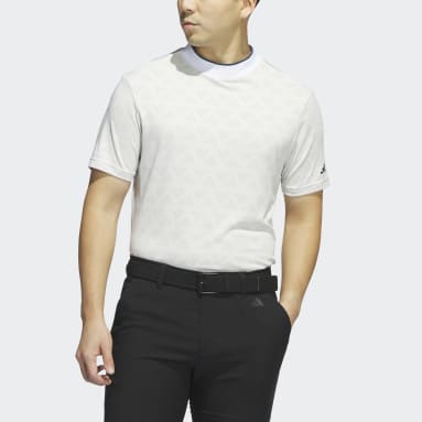 Men Golf Grey Adi Jacquard Mock Golf Polo Shirt