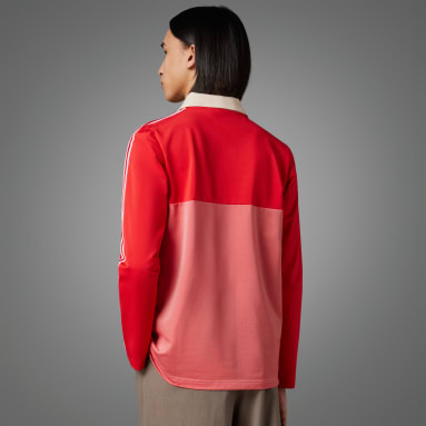 Heren Originals rood Adicolor 70s Vintage Poloshirt met Lange Mouwen