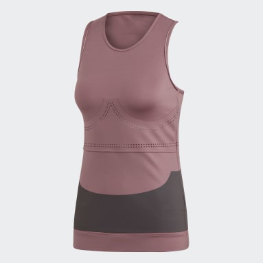 ผู้หญิง Sportswear สีชมพู เสื้อกล้ามสำหรับออกกำลังกาย Lycra FitSense+