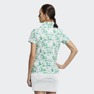 Women Golf White Play Green Graphic Polo Shirt