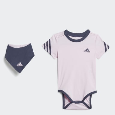Børn Sportswear Pink 3-Stripes sparkedragt med hagesmæk