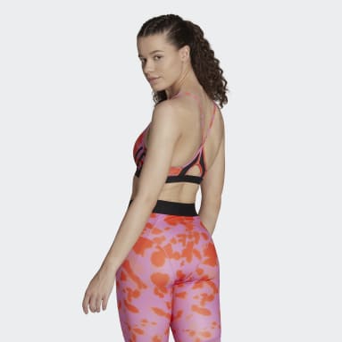 Women Yoga Purple adidas Aeroreact Light-Support Hyperglam Printed Bra