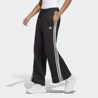 Essentials 3-Stripes French Terry Wide Pants Czerń