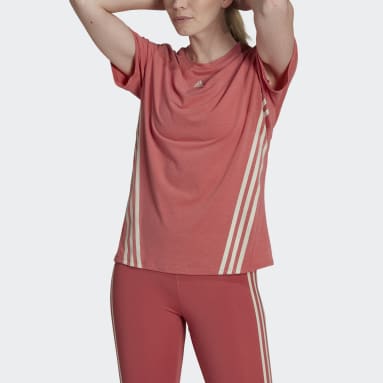 Camiseta Trainicons 3 bandas Rojo Mujer Gimnasio Y Entrenamiento