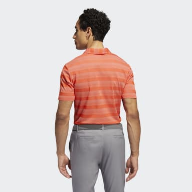 Men Golf Orange Two-Color Striped Polo Shirt