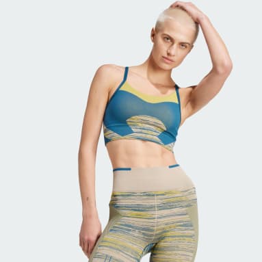 adidas by Stella McCartney TrueStrength Yoga Seamless Medium Support Sports BH Blå