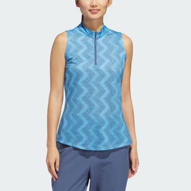 Women's Golf Blue Ultimate365 Ottoman Printed Sleeveless Polo Shirt