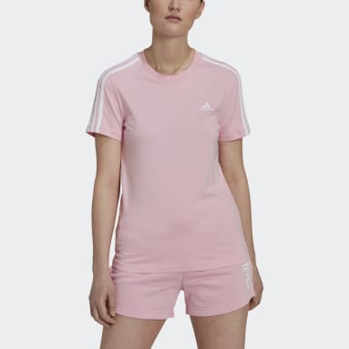 Kadın Sportswear Pembe LOUNGEWEAR Essentials Slim 3-Stripes Tişört