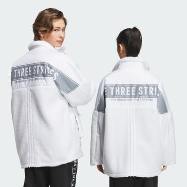 Gym & Training White 워딩 오버사이즈 BOS 풀집 재킷 (젠더 뉴트럴)