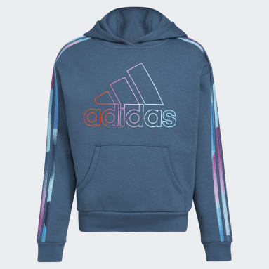 Youth Training Blue Multi 3-Stripes Fleece Pullover Hoodie