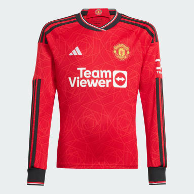 Jeugd 8-16 Jaar Voetbal Manchester United 23/24 Thuisshirt met Lange Mouwen Kids